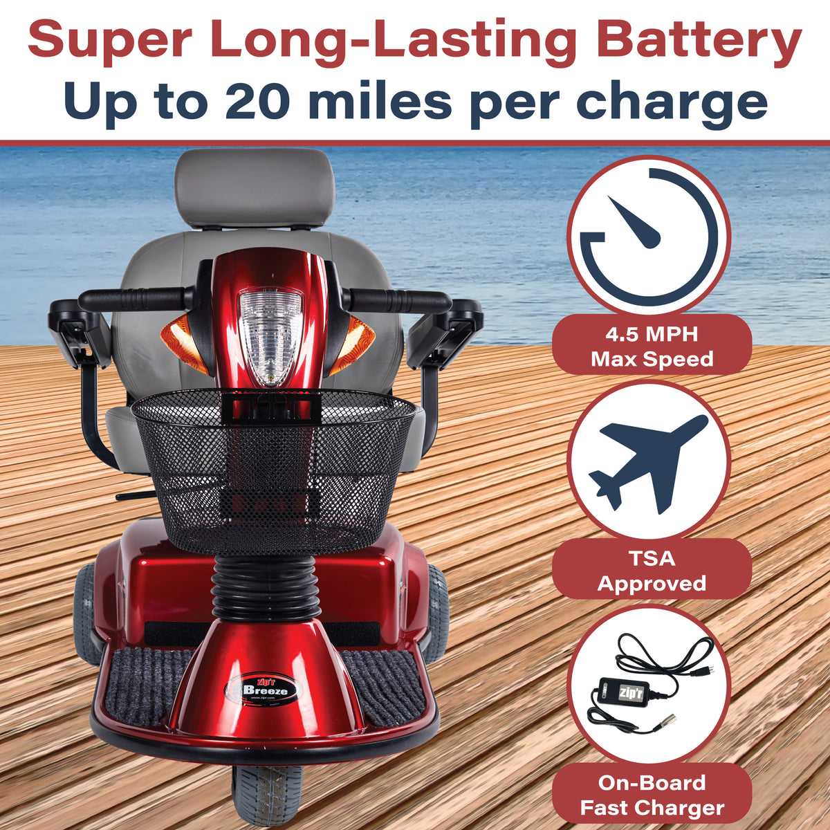 Zipr Breeze Long Range Power Wheelchair 20 Mile Max Range