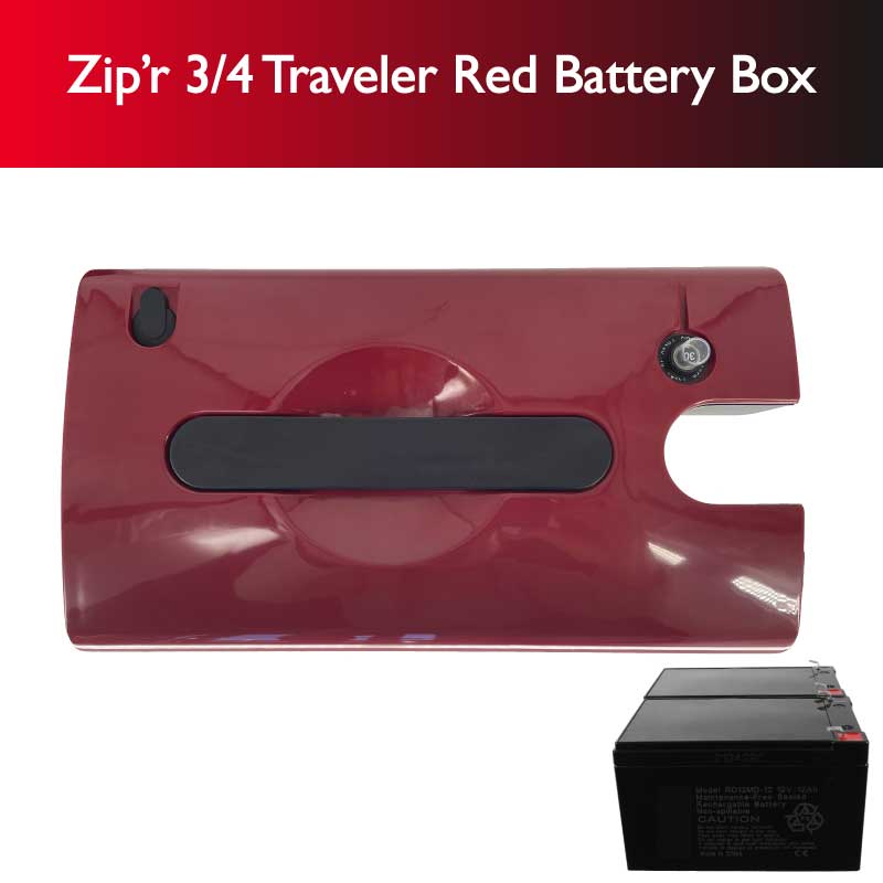 Mobility Scooter Battery Box with (2) Batteries for Zipr Traveler & Xtra