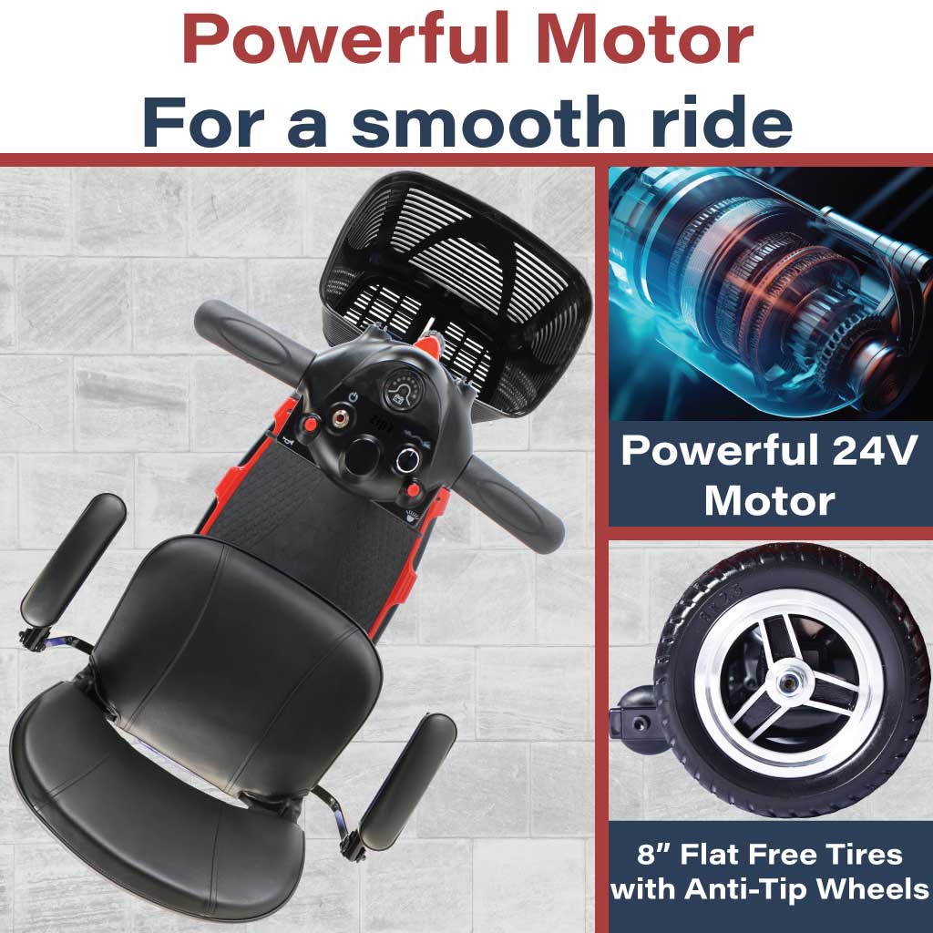 Zipr Roo 3 Wheel Mobility Scooter Long Range Battery With Anti Tip Wheel