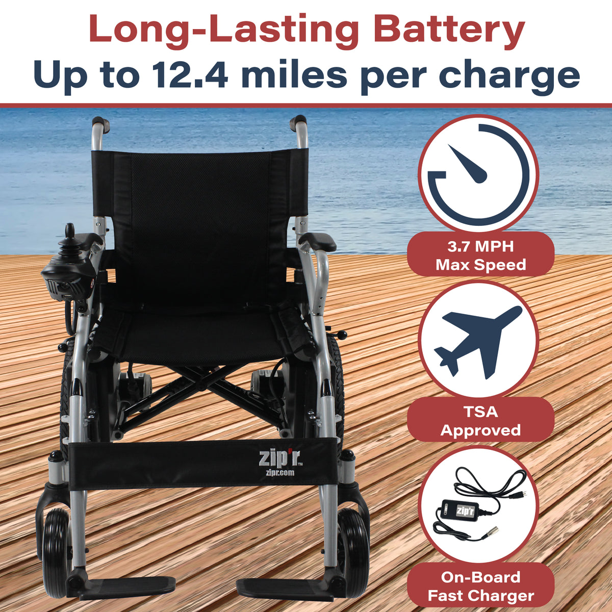 Zipr Transport Lite Folding Electric Wheelchair