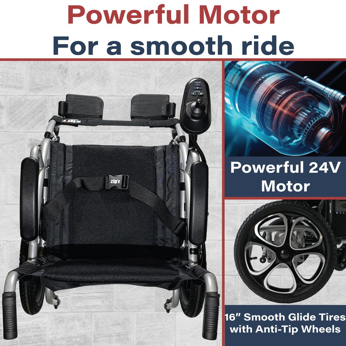 Zip&#39;r Transport Lite Folding Electric Wheelchair