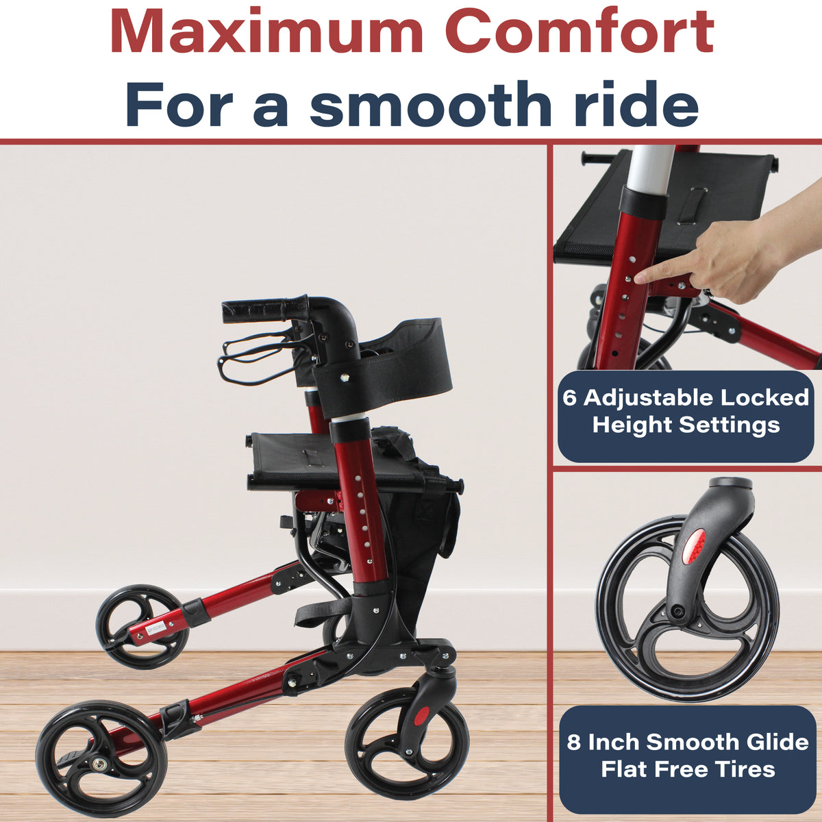 Zipr Pioneer Rollator Walker with Seat