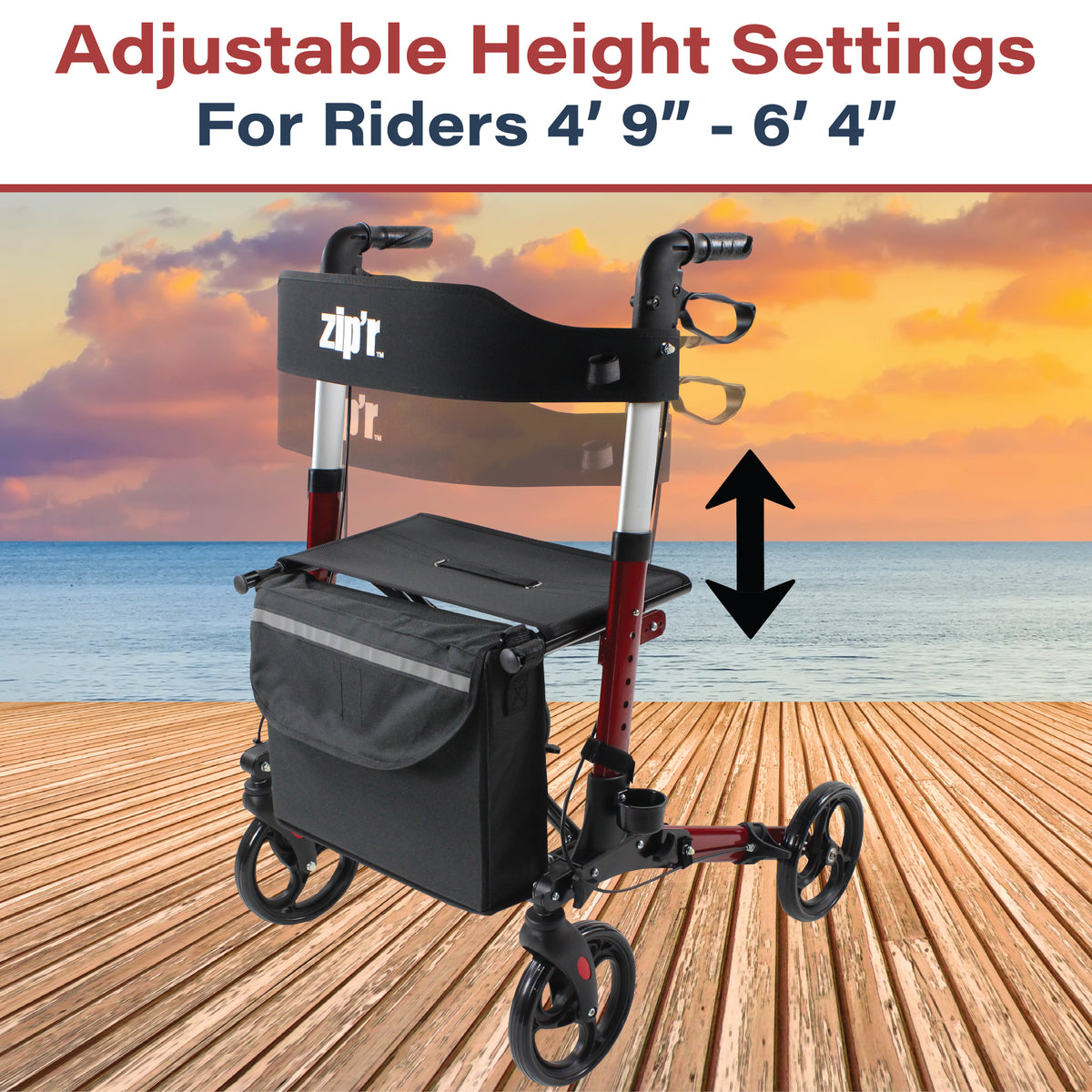 Zipr Pioneer Rollator Walker with Seat